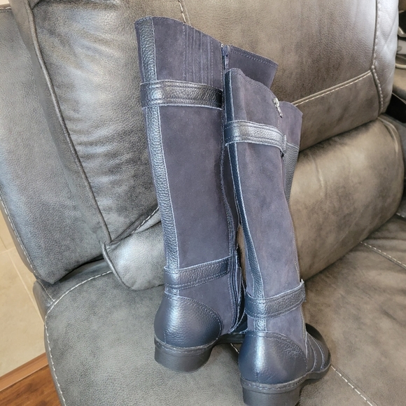 Clarks Whistle Whey wide leg boots dark Navy blue size 9.5 - Picture 5 of 9